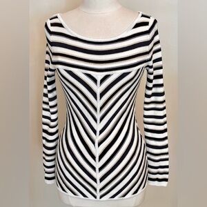 White House Black Market Seaside Stripes S Effortless Chic Metallic Shimmer Top
